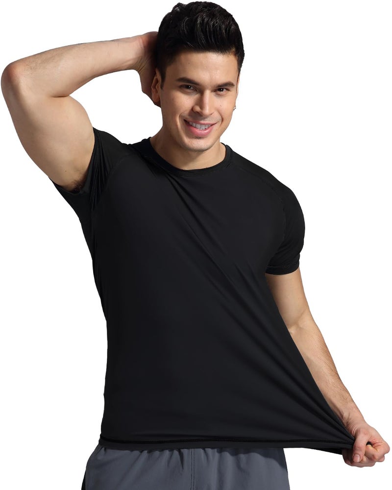 VAYAGER Men's Swim Shirts Rash Guard UPF 50+ T Shirts Quick Dry Loose Fit Water Surfing Shirt(Black-XXXL) - Image 4